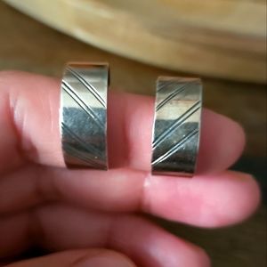 Vintage Sterling Silver Etched Hoop Earrings